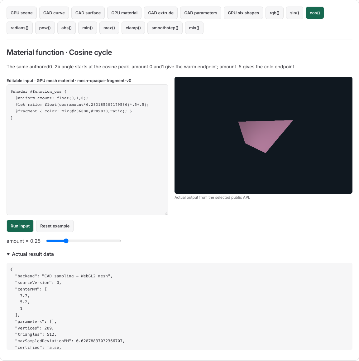 Actual browser capture for the cos material sample