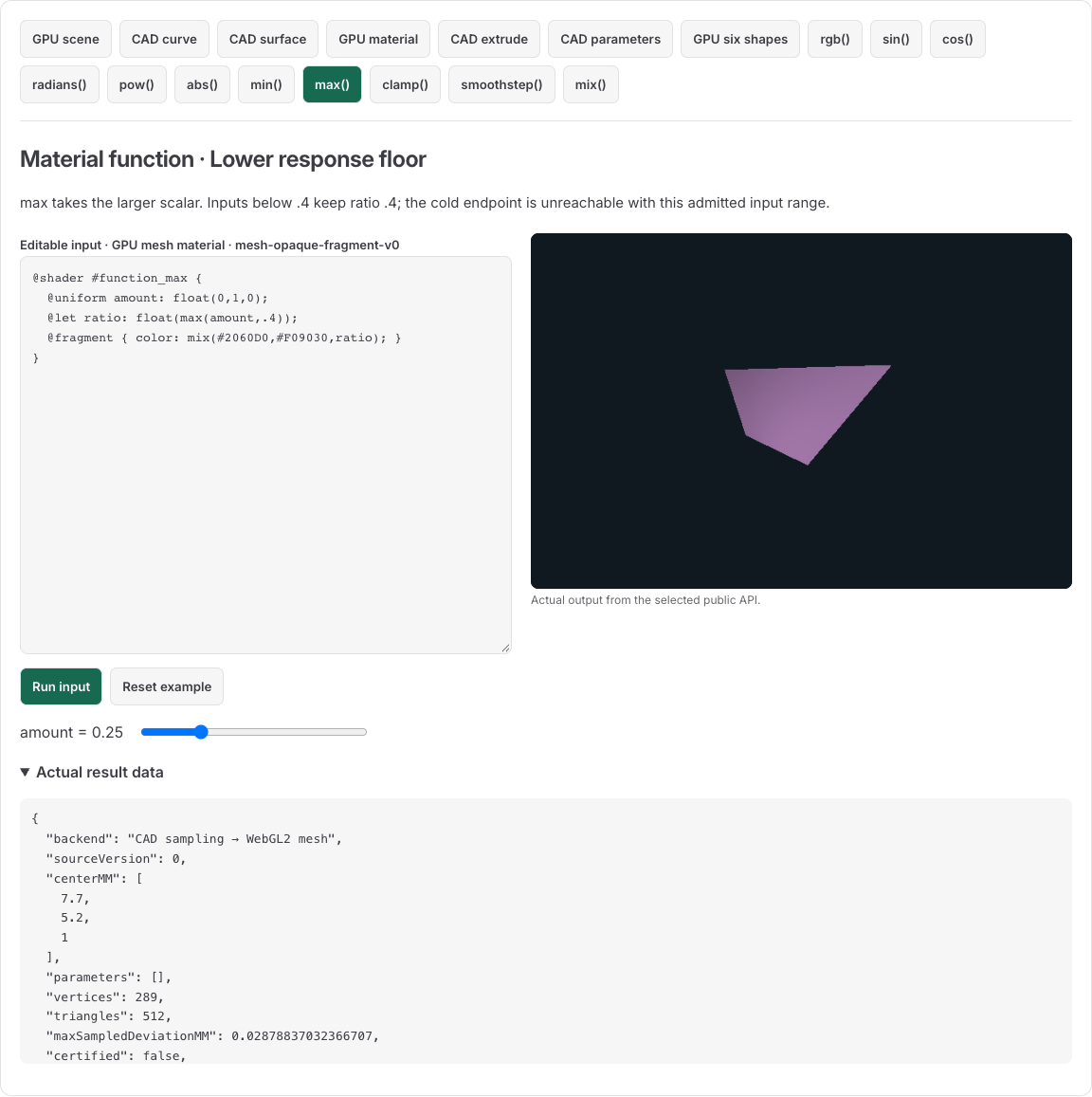 Actual browser capture for the max material sample
