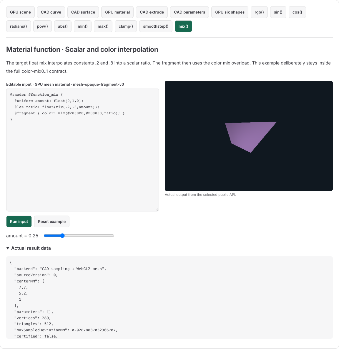 Actual browser capture for the mix material sample
